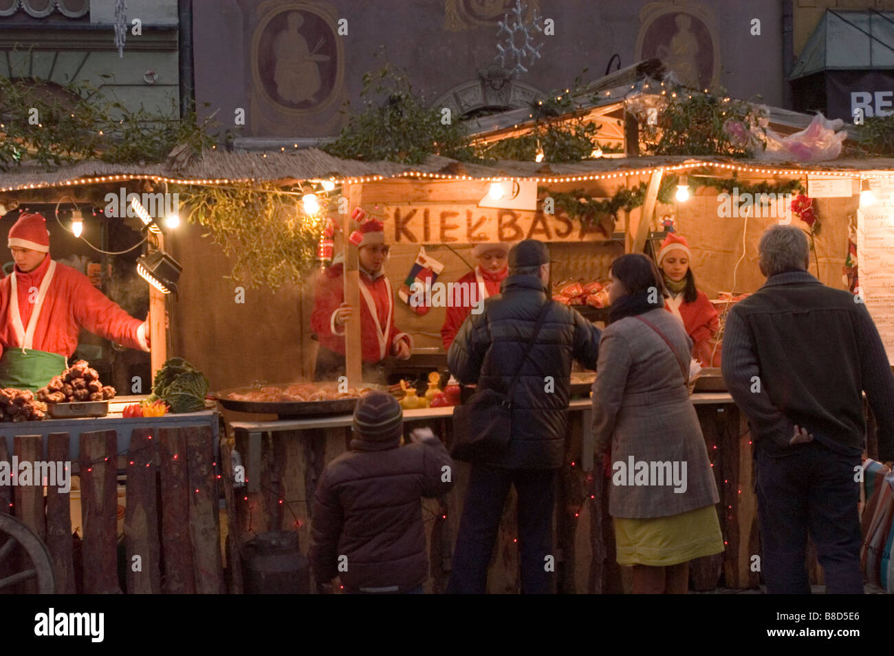 Gastronomische Stände am Old Market Square, Poznan, Polen Stockfoto