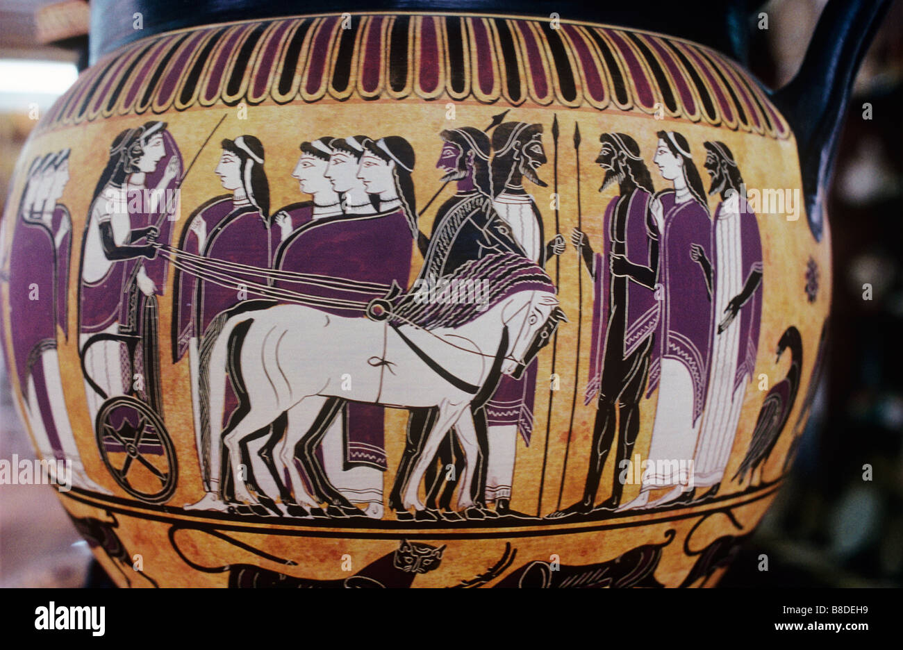 Griechenland. Amphore mit Demeter & Persephone siehe aus der Braut & Bräutigam auf ihren Wagen. British Museum. Stockfoto