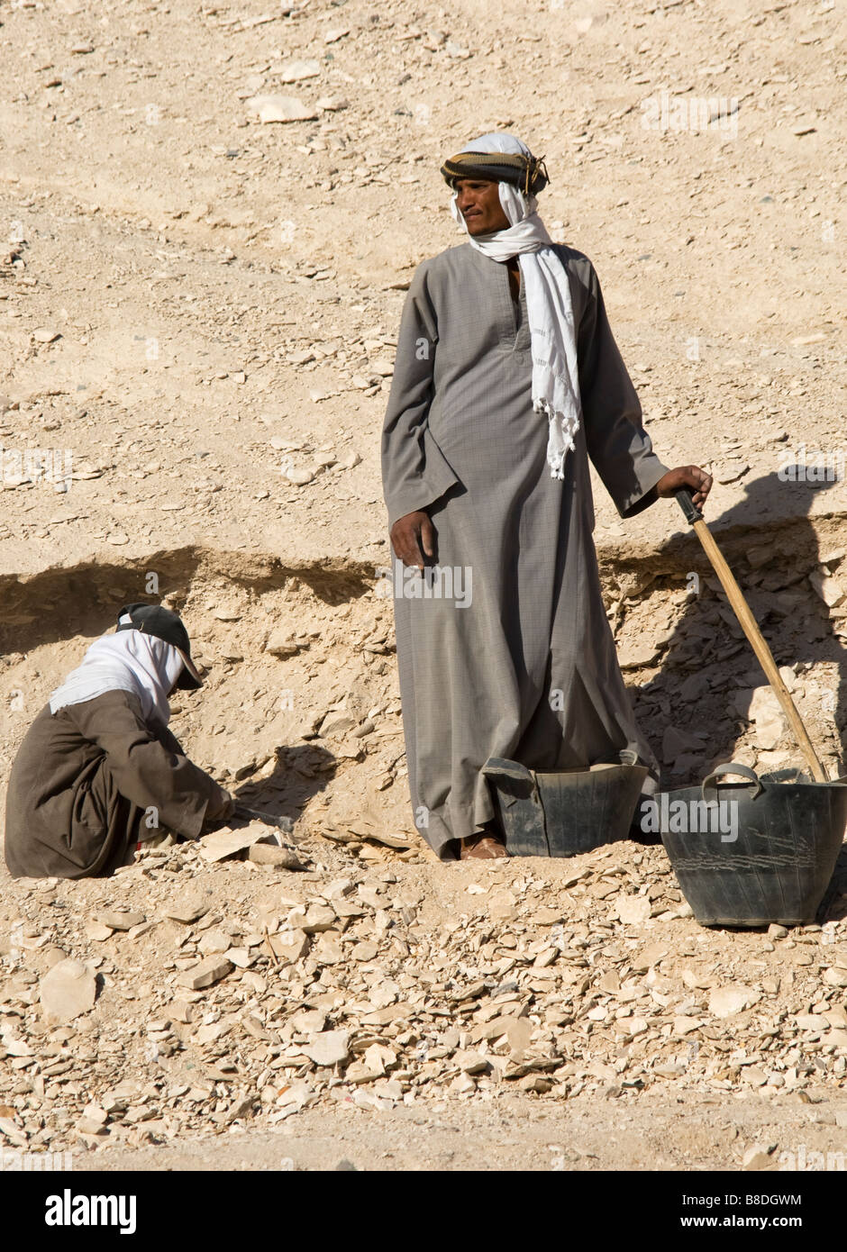 Ägyptische Arbeiter im Tal der Könige, Ägypten Stockfoto