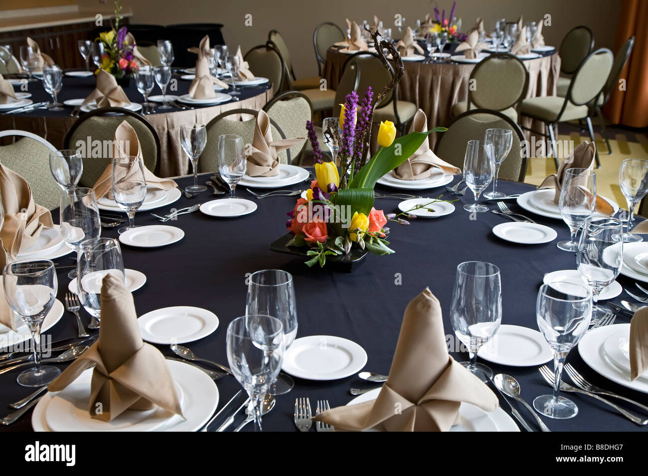 Detroit Michigan A Table set für ein Bankett im Hotel im Greektown Casino Stockfoto