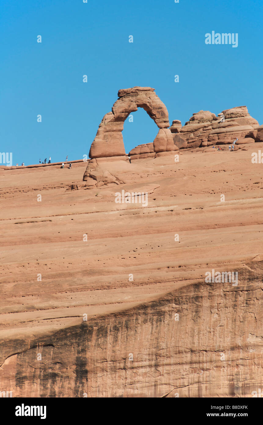 Delicate Arch aus oberen zarte Arch Viewpoint Arches-Nationalpark-Utah-USA Stockfoto