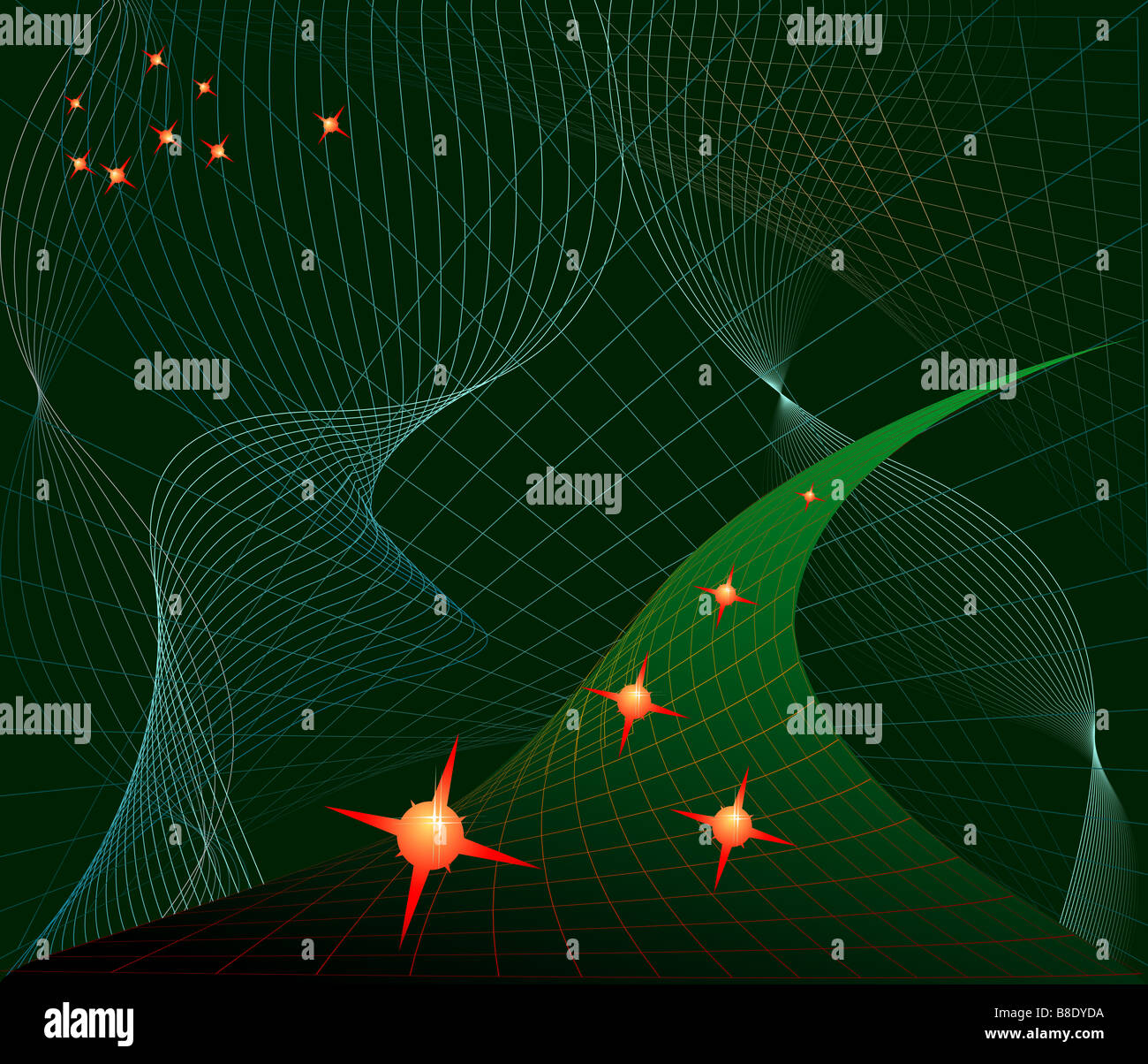 Digitale Netze Straße Woth fliegenden Sterne. Abstraktion Stockfoto