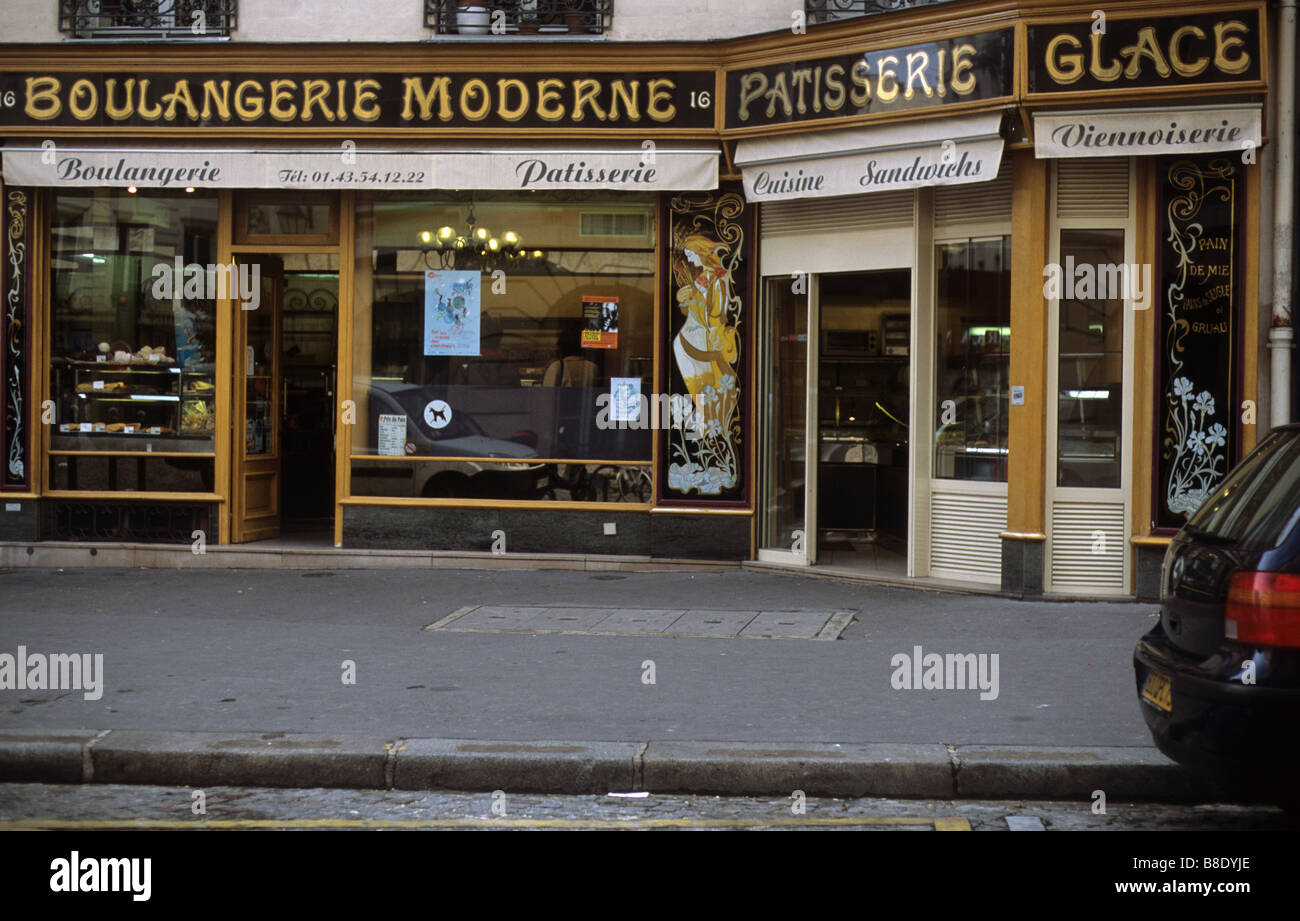 Paris. Boulanger, Bäcker im Ort de l'Estrapade, 5. Arr. Stockfoto