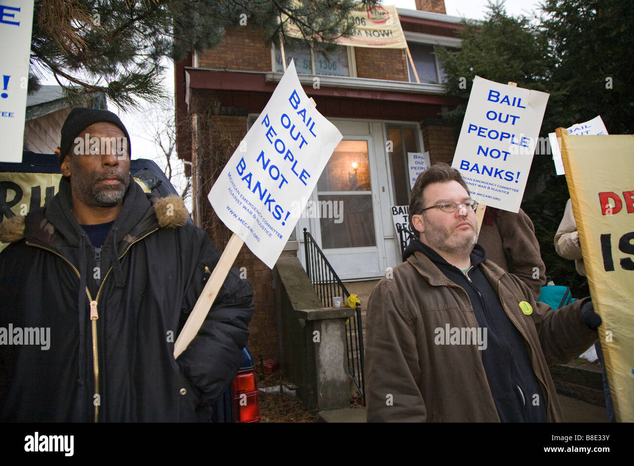 Protest gegen Home Abschottung Stockfoto