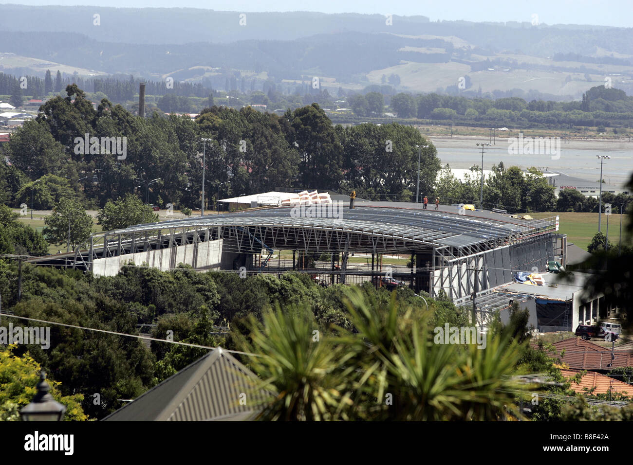 Ansicht der Stadion-Baustelle, Nelson New Zealand Stockfoto