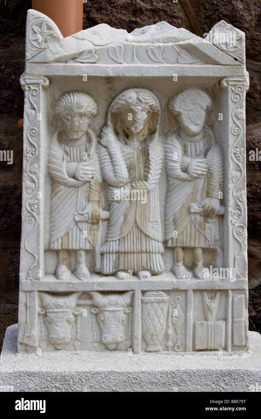 Römischer Grabstein im Museum für Anatolische Zivilisationen in Ankara Türkei Stockfoto