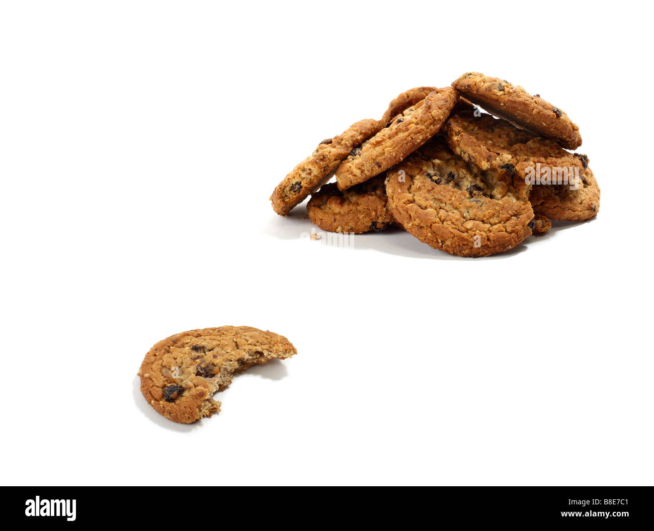 Stapel von Rosinen Haferflocken Cookies Stockfoto