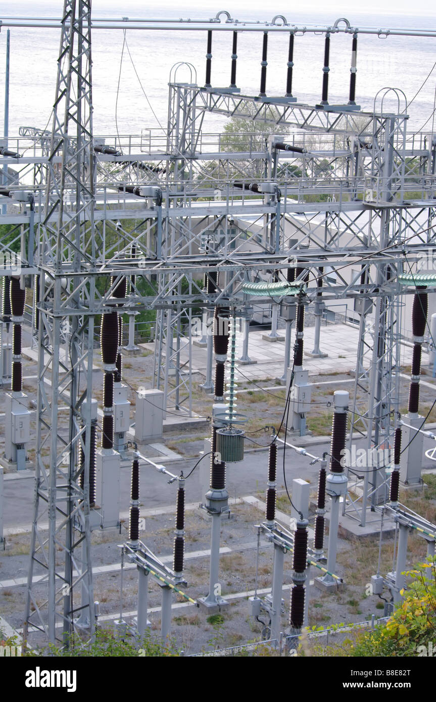 ein elektrisches Umspannwerk transformation Stockfoto