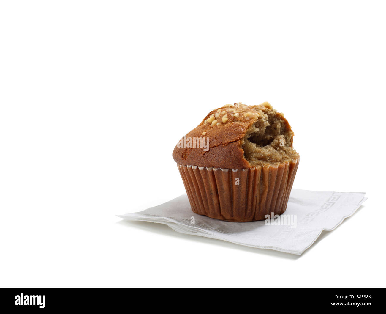 Braune Muffin mit Biss herausgenommen Stockfoto