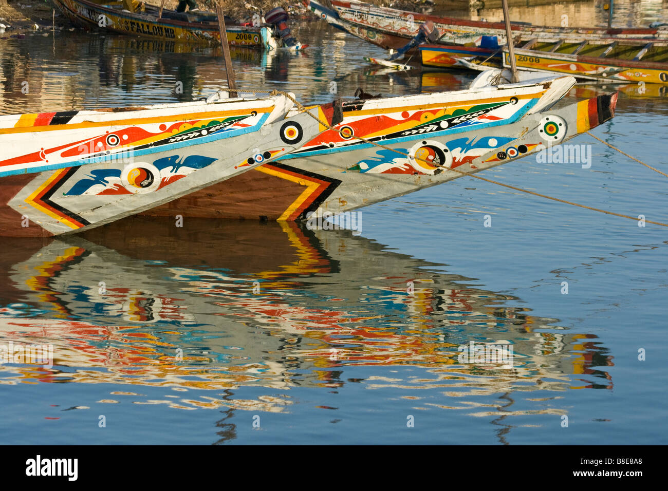 Angelboote/Fischerboote in St-Louis in Senegal Westafrika Stockfoto