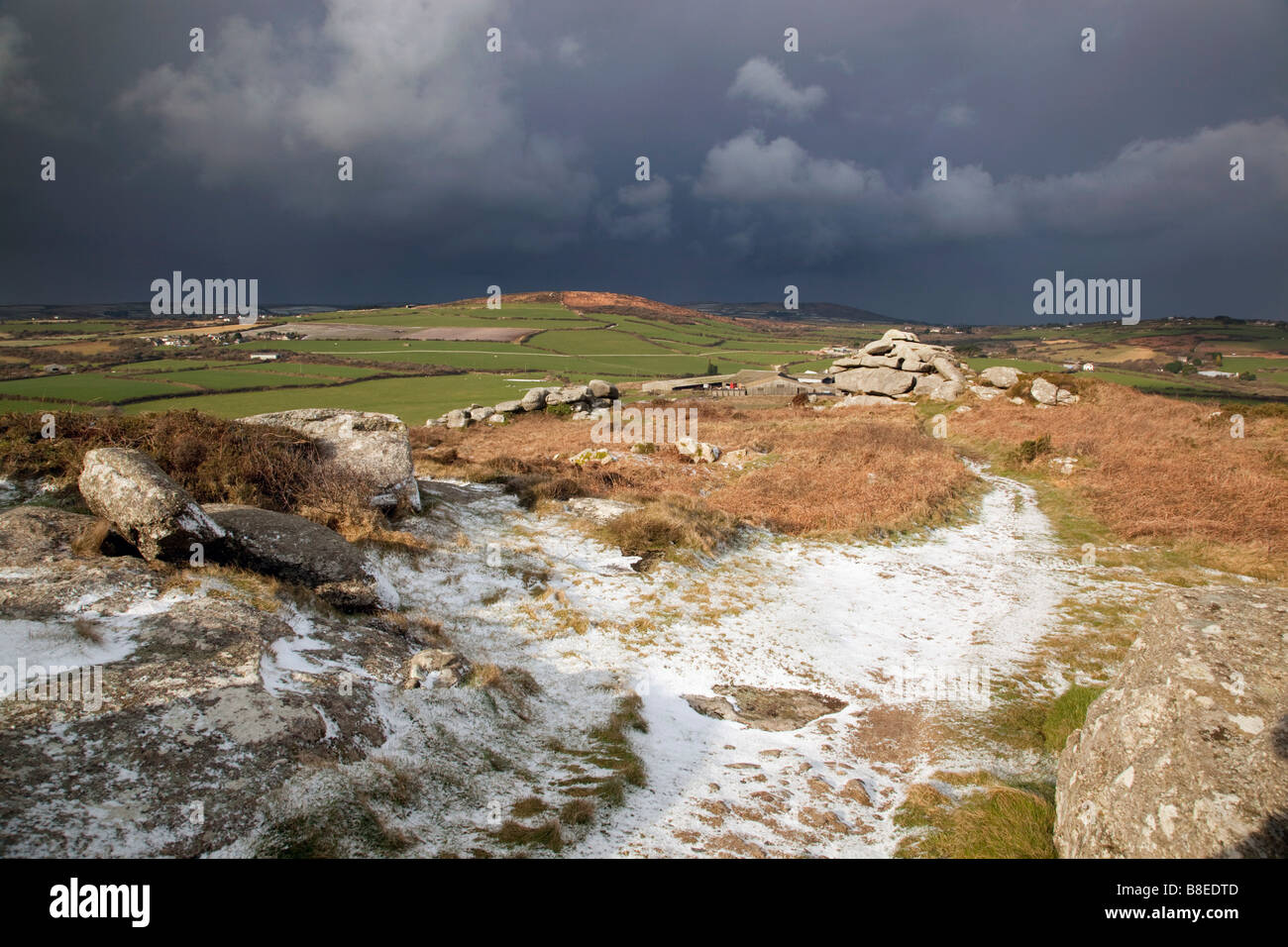 Trencrom Penwith in einem Sturm Stockfoto