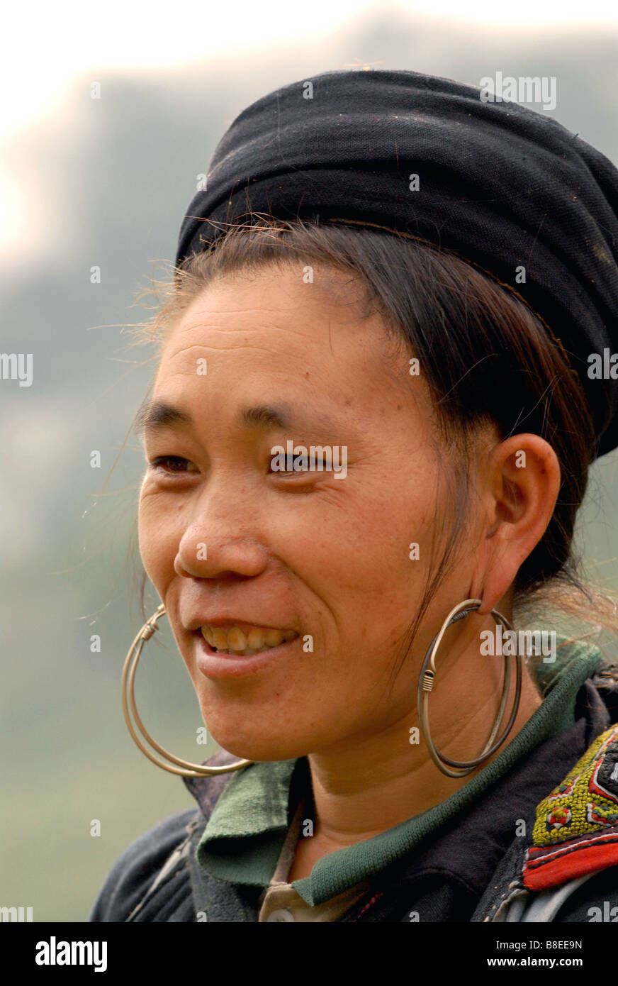 Black Hmong Frau Sapa Vietnam Stockfoto
