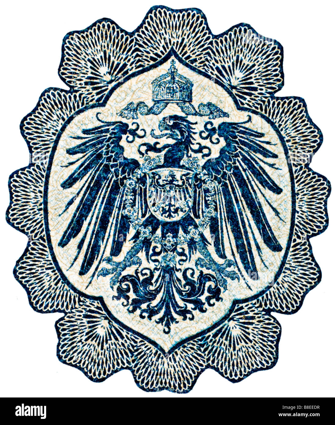 Bundesadler vom deutschen 20-Mark-Banknote von 1914 Stockfoto
