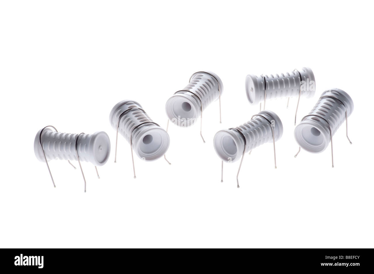 Objekt auf weiße Frau Zubehör Lockenwickler Stockfoto