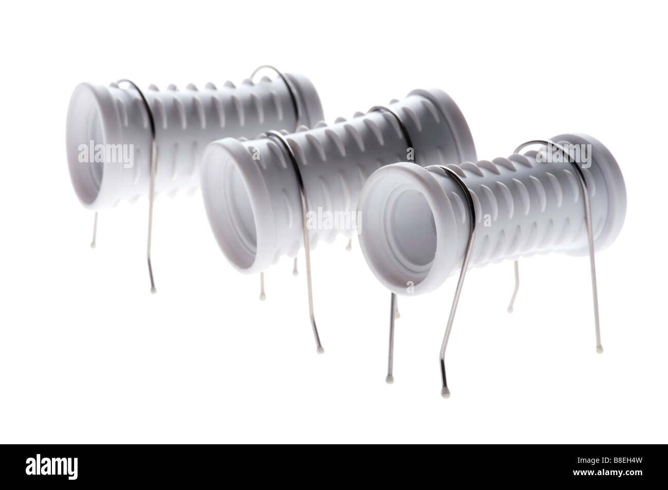 Objekt auf weiße Frau Zubehör Lockenwickler Stockfoto