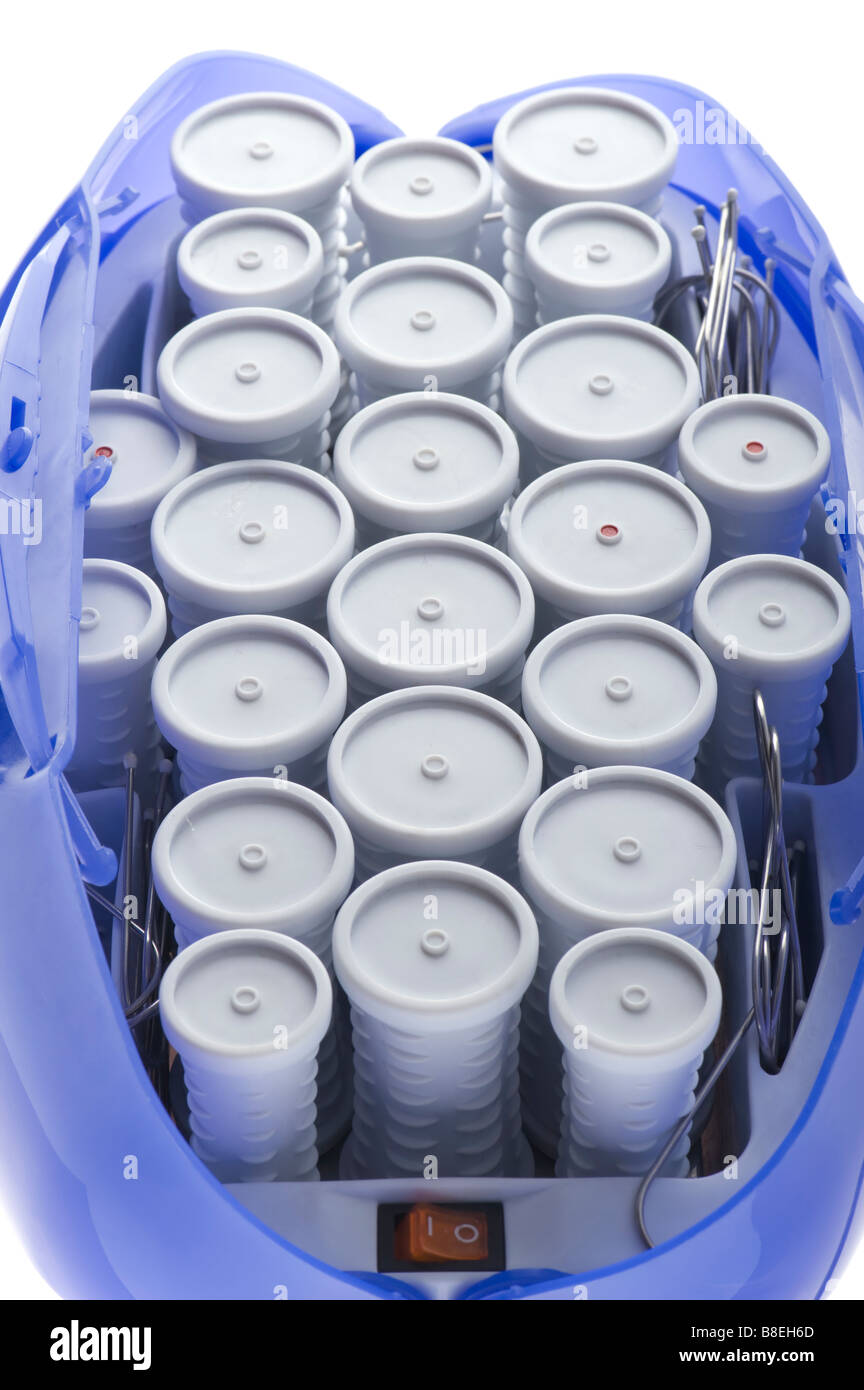 Objekt auf weiße Frau Zubehör Lockenwickler Stockfoto