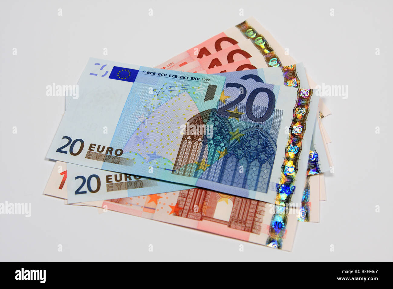 10 und 20 Euro-Banknoten Stockfoto