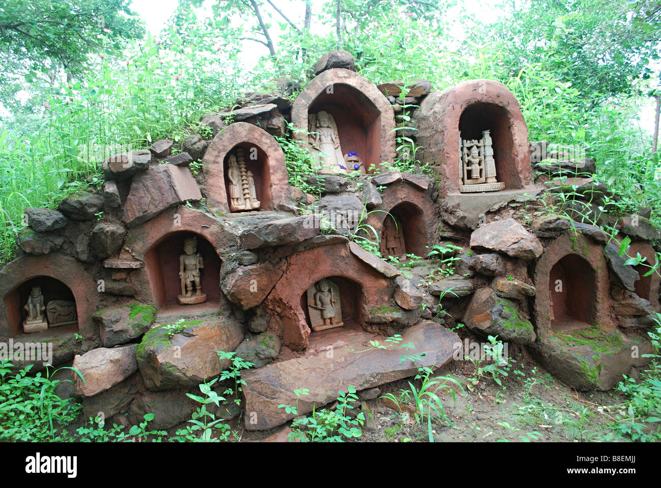 Terrakotta-Struktur an Manav Sangrahalaya, Bhopal, Madhya Pradesh, Indien. Stockfoto
