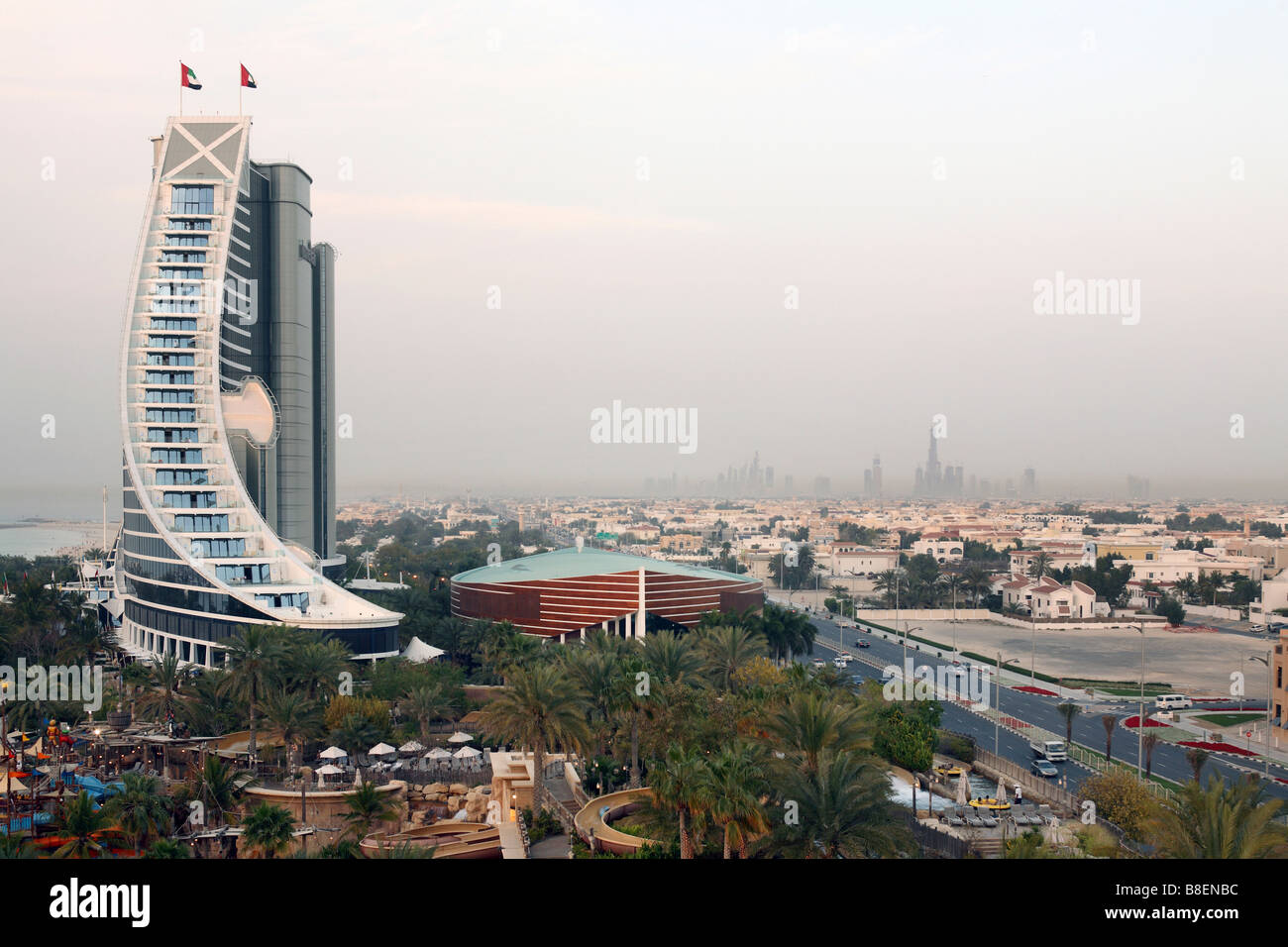 Stadtbild von Dubai Jumeirah Beach Hotel, Vereinigte Arabische Emirate Stockfoto
