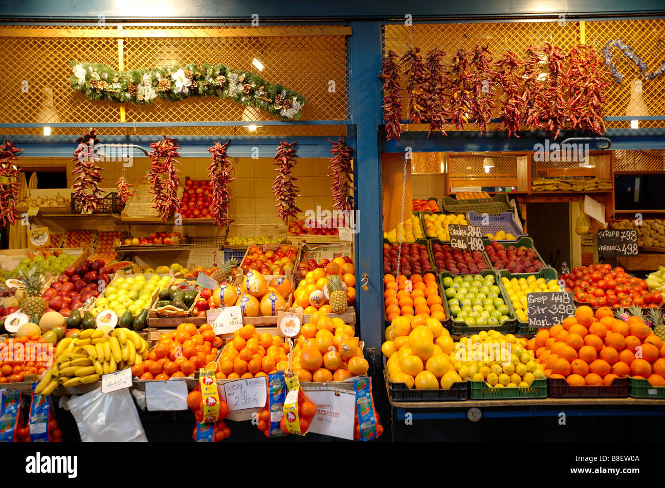 Große Markthalle oder zentrale Markthalle, Markthalle I Innenraum, Budapest Stockfoto