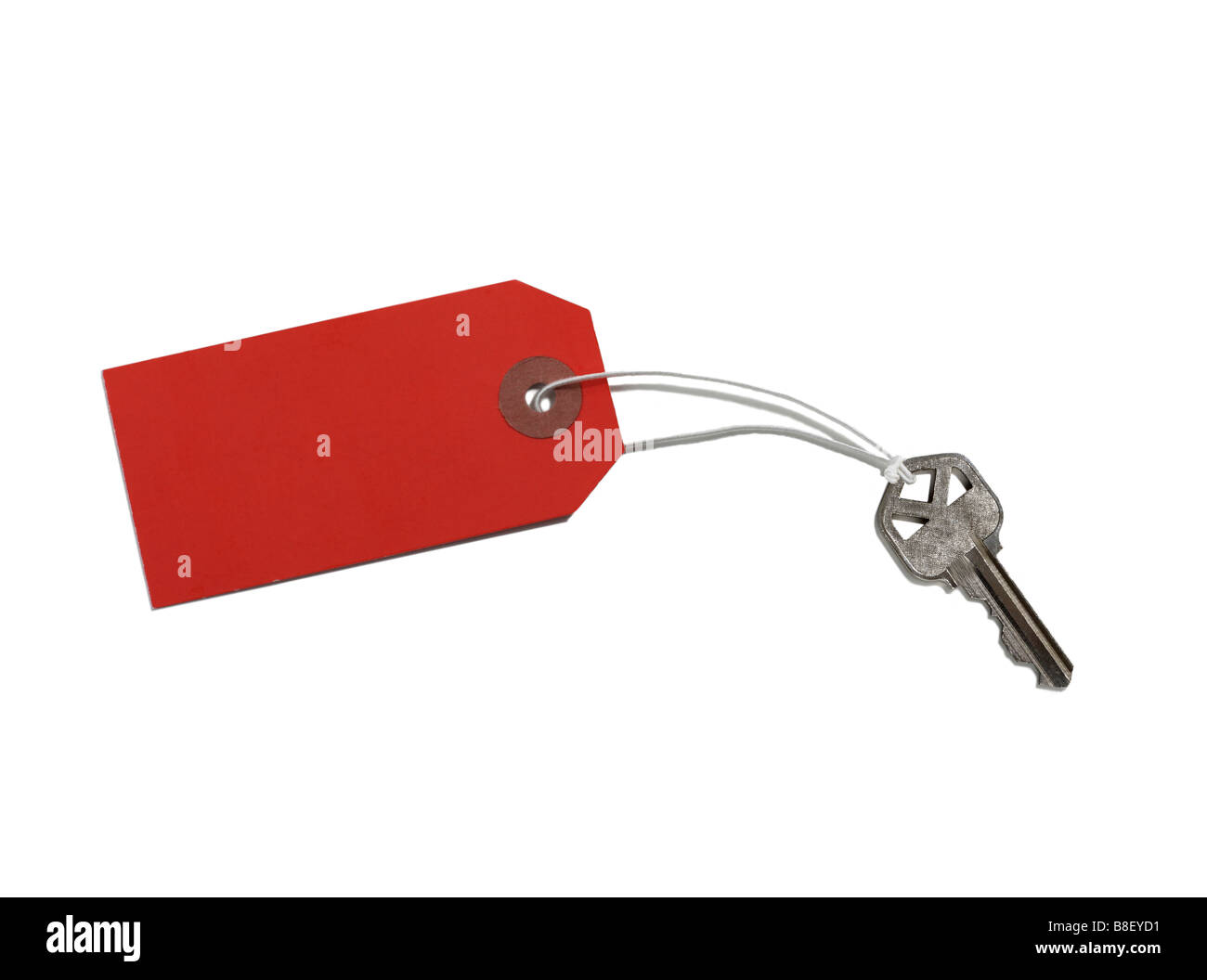 Hausschlüssel mit roten Tag befestigt Stockfoto