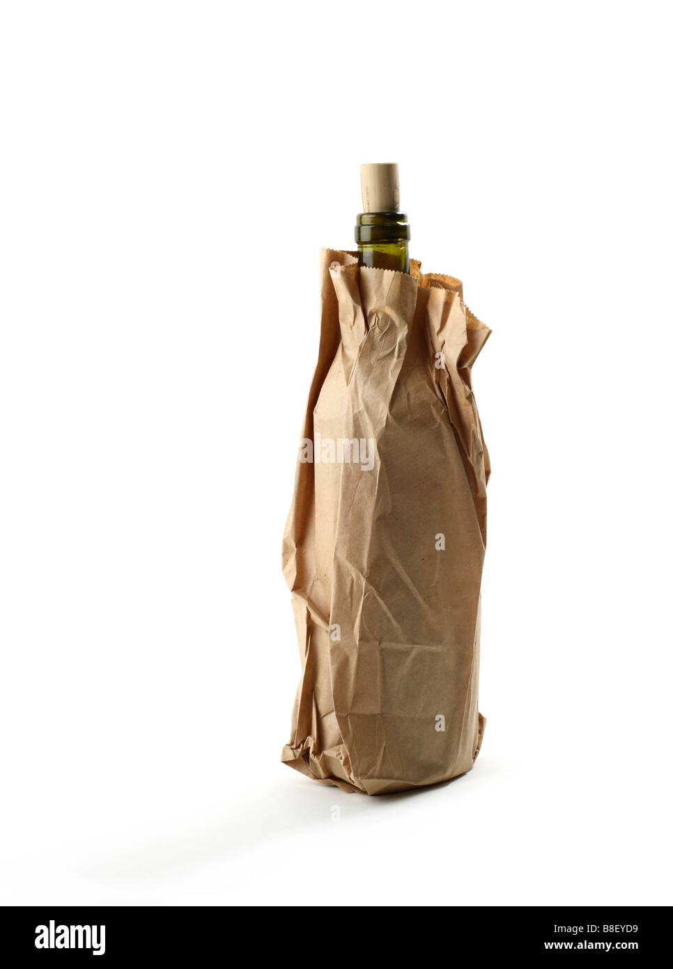 Flasche Wein in einer braunen Papiertüte Stockfoto