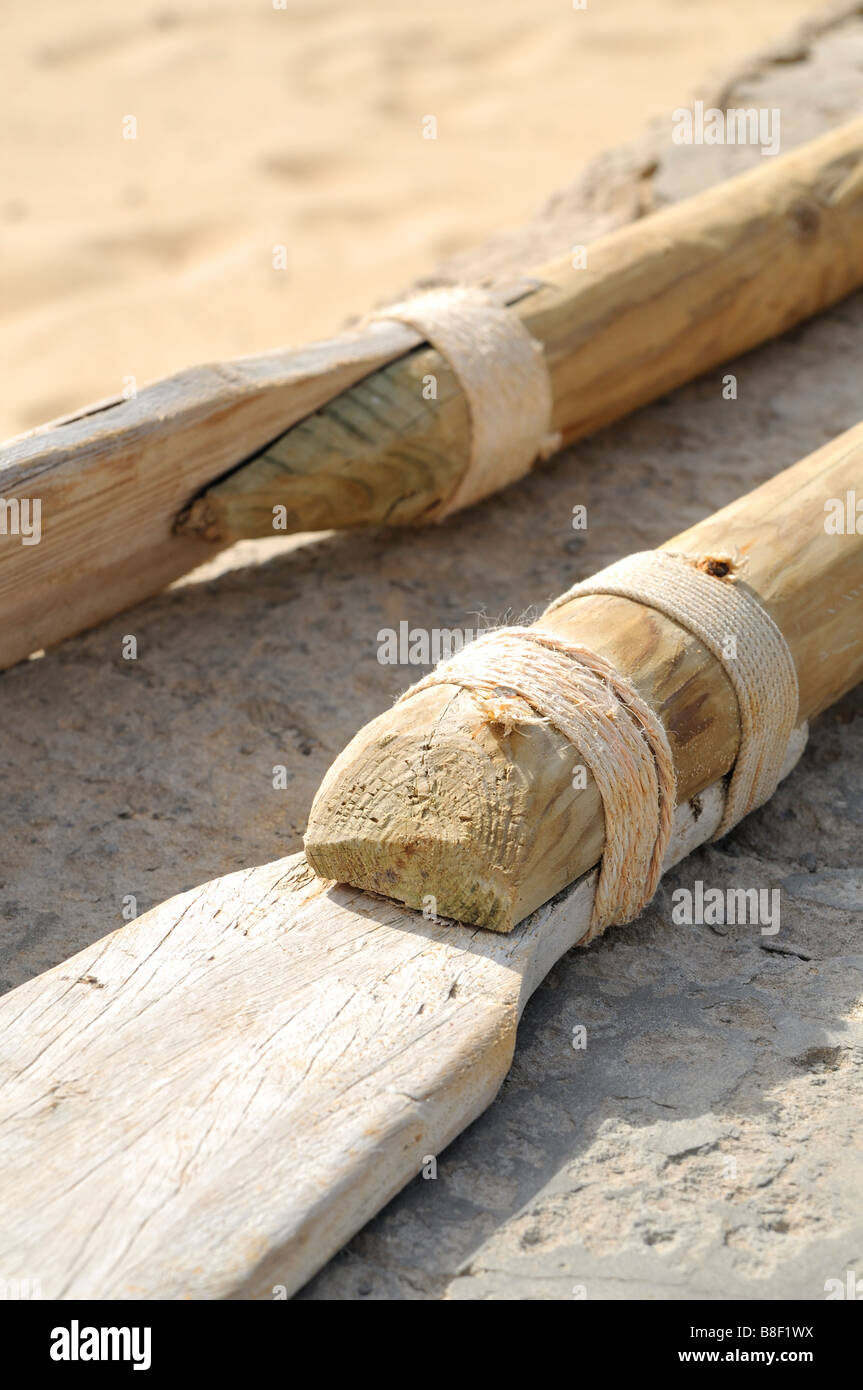 Handgefertigte Ruder, Boa Vista Island, Republik Kap Verde Stockfoto