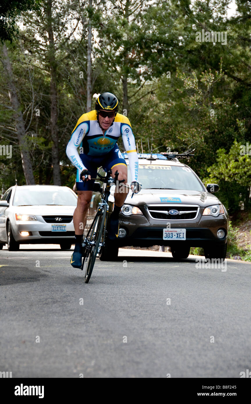 Lance Armstrong in der 6. Etappe Zeitfahren von der Amgen Tour of California 2009 Stockfoto