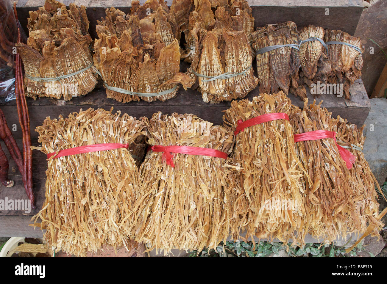 Getrocknete Wurzeln zum Verkauf Longsheng Guangxi China Stockfoto