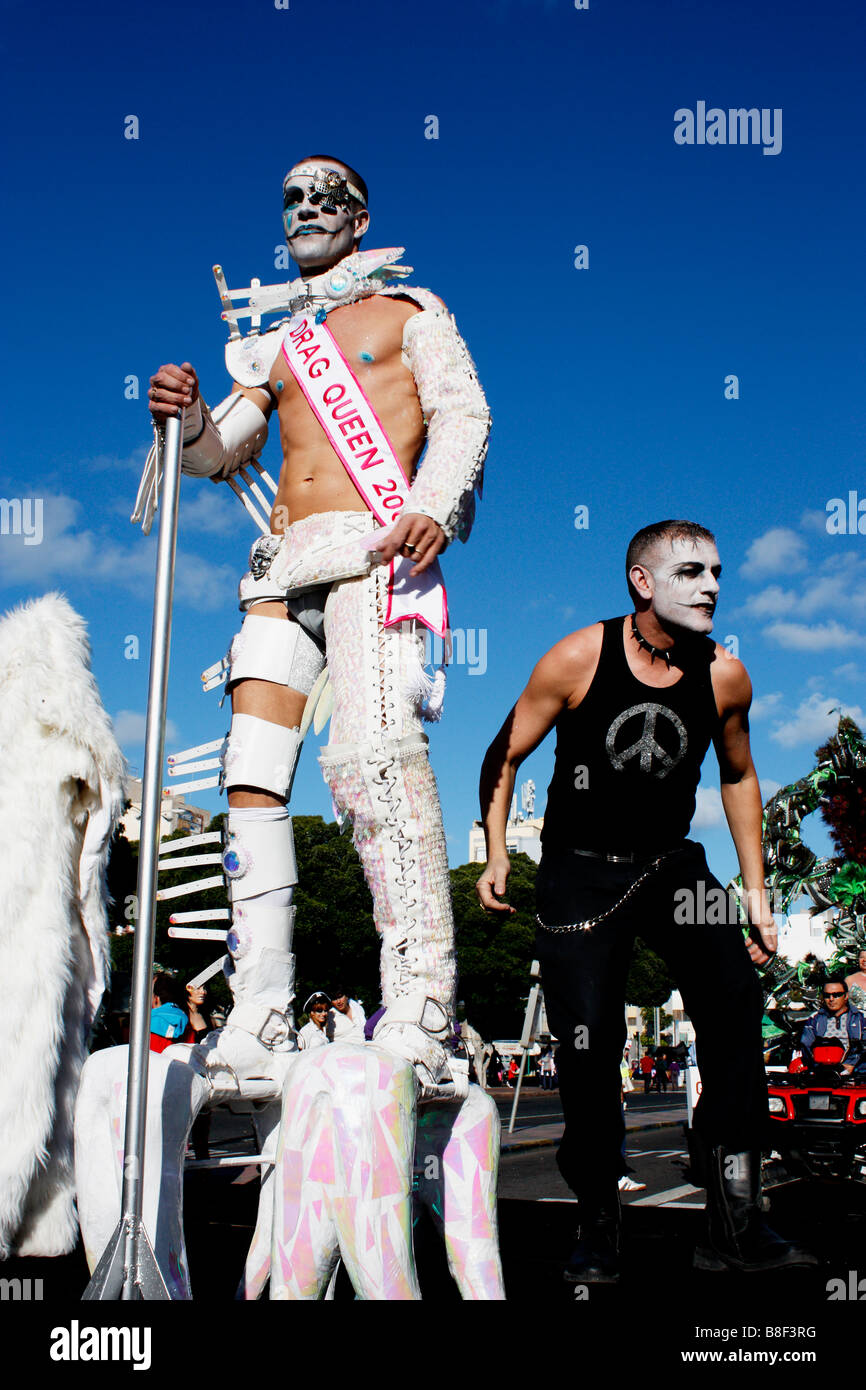 Gewinner des Drag-Queen-Wettbewerb am Karneval 2009 Las Palmas auf Gran Canaria Stockfoto