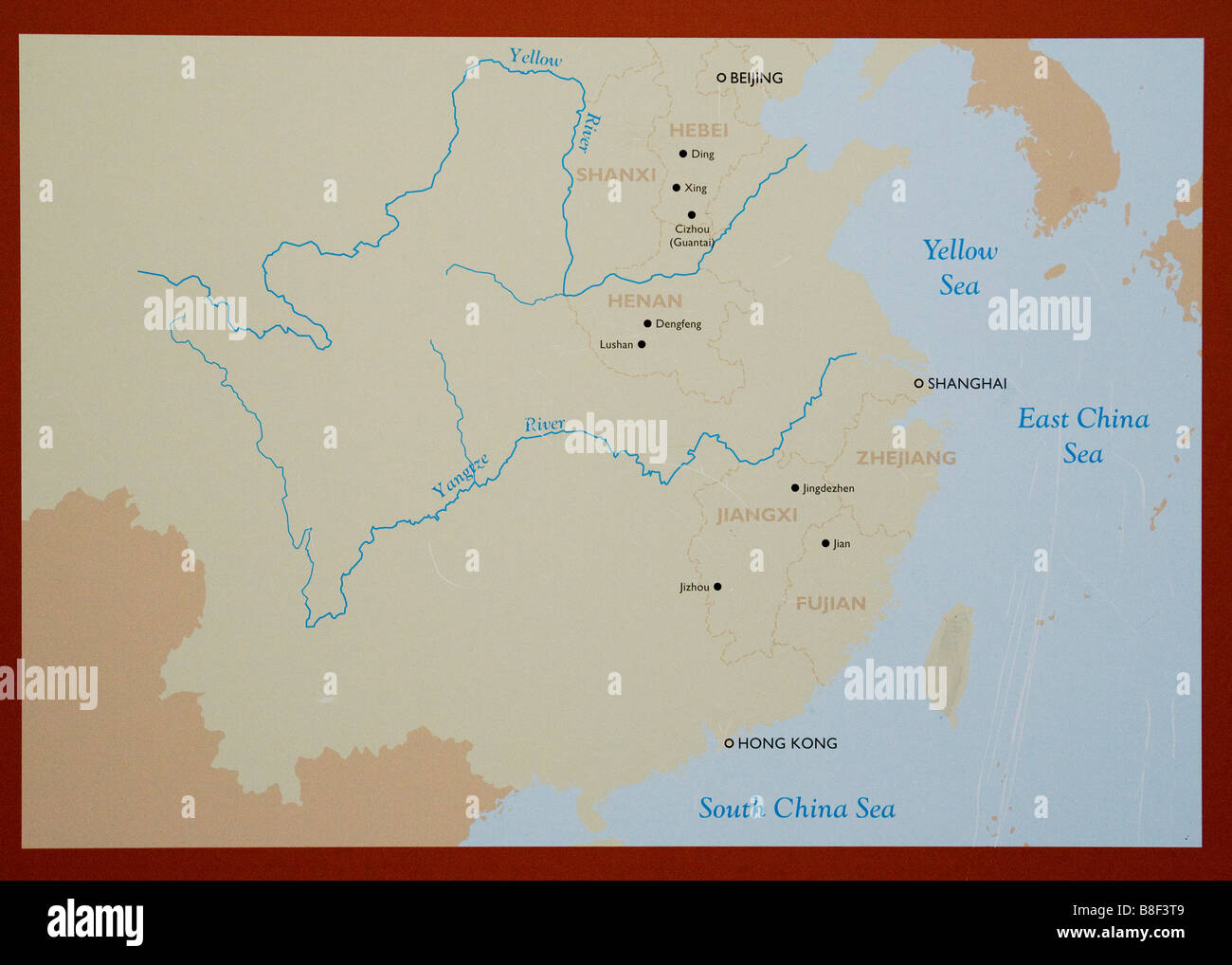 Karte von Chinas Flüsse Stockfoto