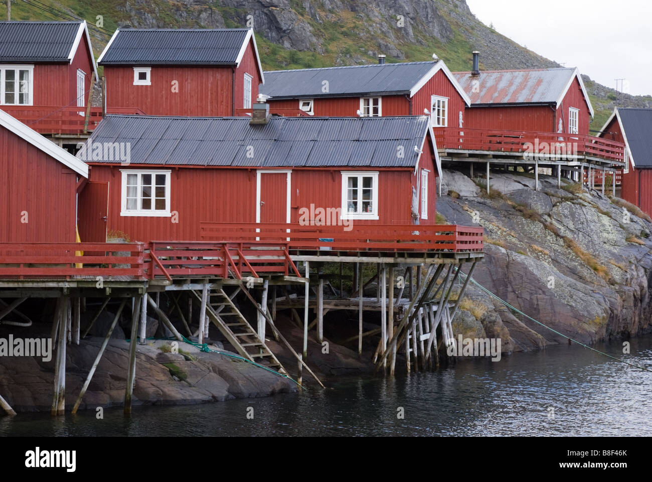 Å, Fischerdorf auf Moskenesøya Island, Lofoten-Inseln, Nordland, Norwegen, Skandinavien, Europa Stockfoto