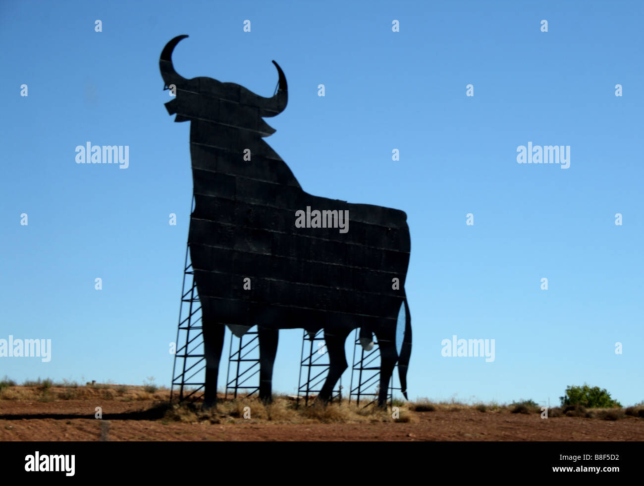 Eine Gliederung eines Stiers auf die Landschaften von Andalusien, Spanien. Stockfoto
