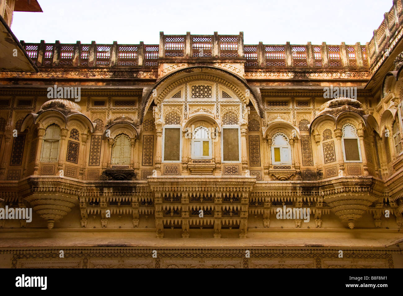 Fresken von Mehrangarh Fort Jodhpur Rajasthan Indien Stockfoto