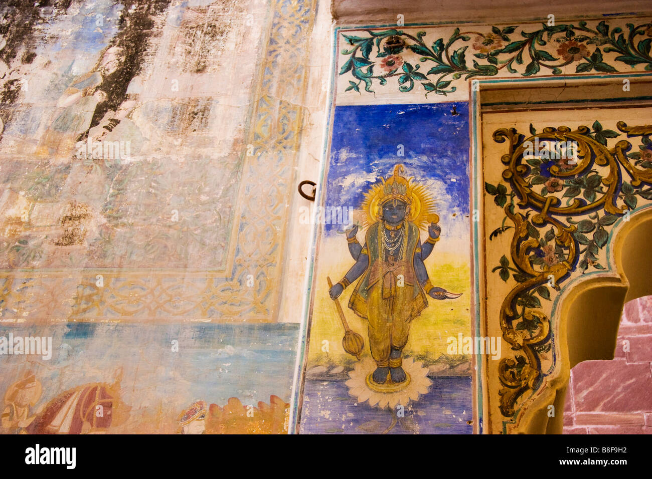 Detail an Wand Jodhpur Rajasthan Indien malen Stockfoto