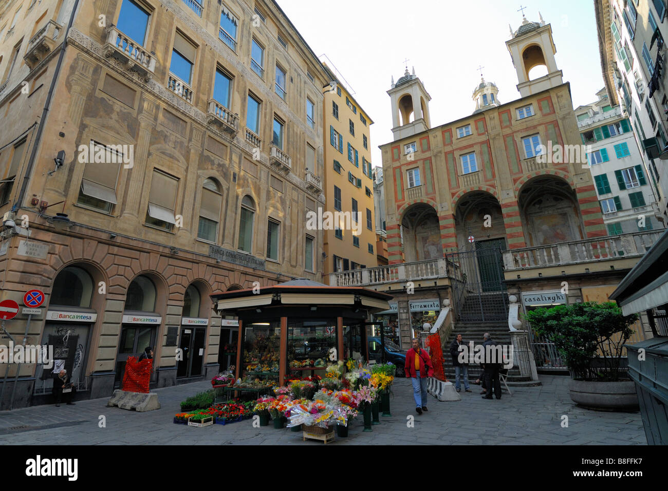 Genua Italien Chiesa di San Pietro in Panchi am Piazza Banchi Stockfoto