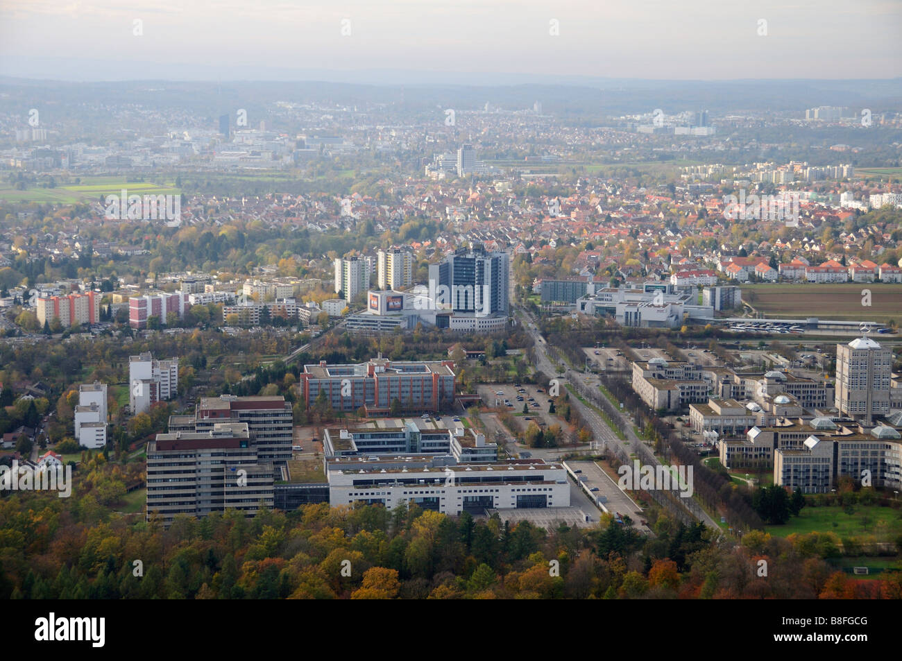 Luftaufnahme, Stuttgart (Möhringen) mit SI-Center, Baden-Württemberg, Deutschland Stockfoto