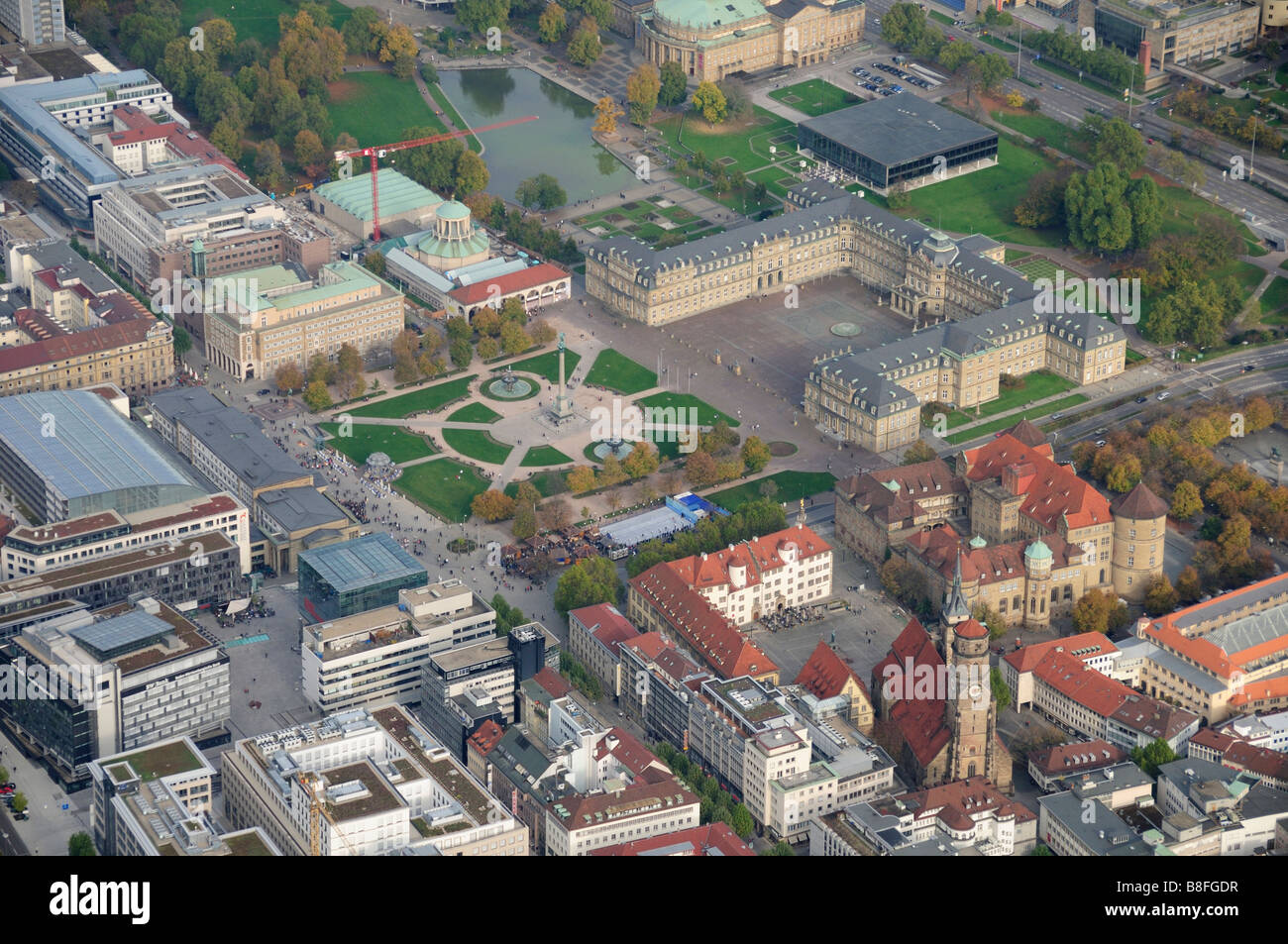 Luftbild vom Schlossplatz Stuttgart, Baden-Württemberg, Deutschland Stockfoto