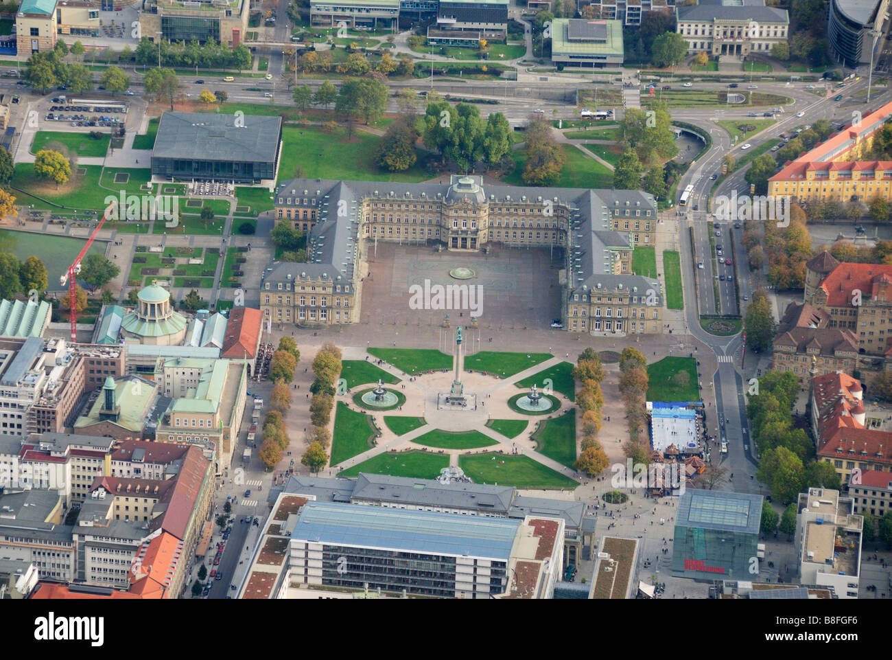 Luftbild vom Schlossplatz Stuttgart, Baden-Württemberg, Deutschland Stockfoto