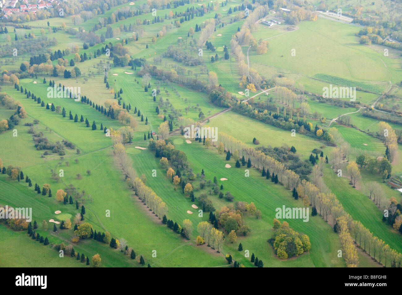 Luftbild von einem Golfplatz in der Nähe von Stuttgart, Baden-Württemberg, Deutschland Stockfoto
