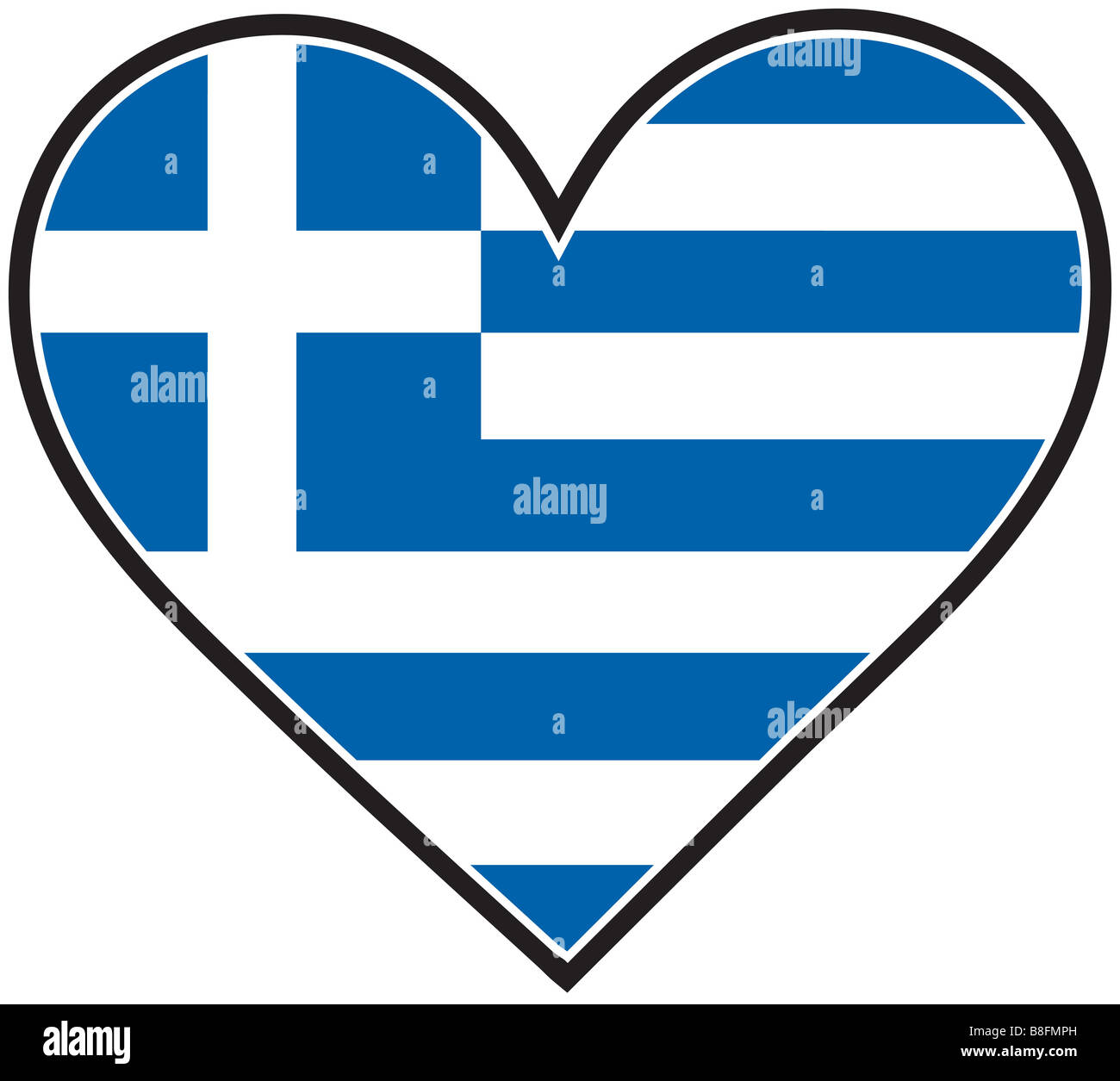 Eine griechische Flagge wie ein Herz geformt Stockfoto
