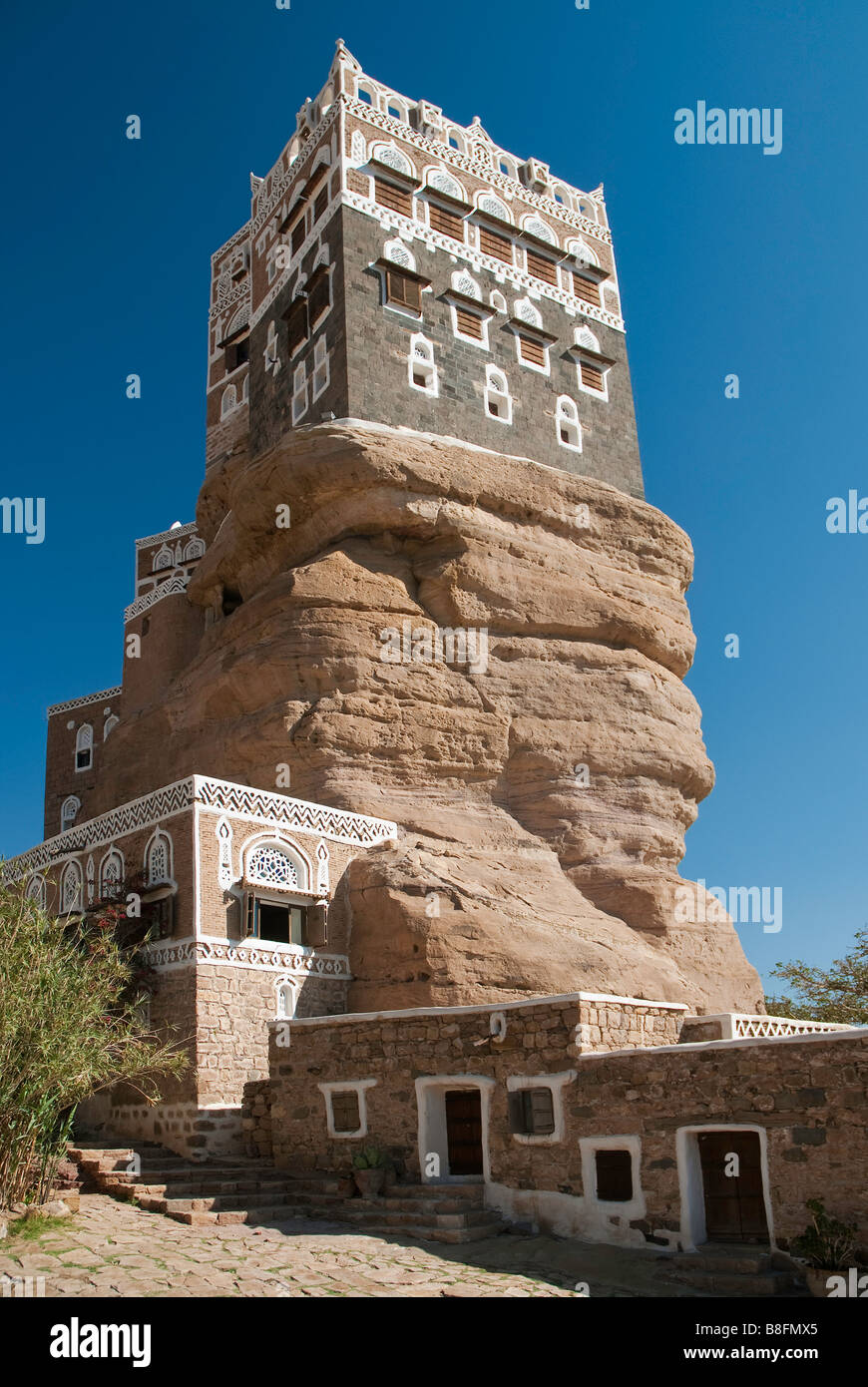 Dar al Hajar Palast Wadi Dhahr Jemen Stockfoto