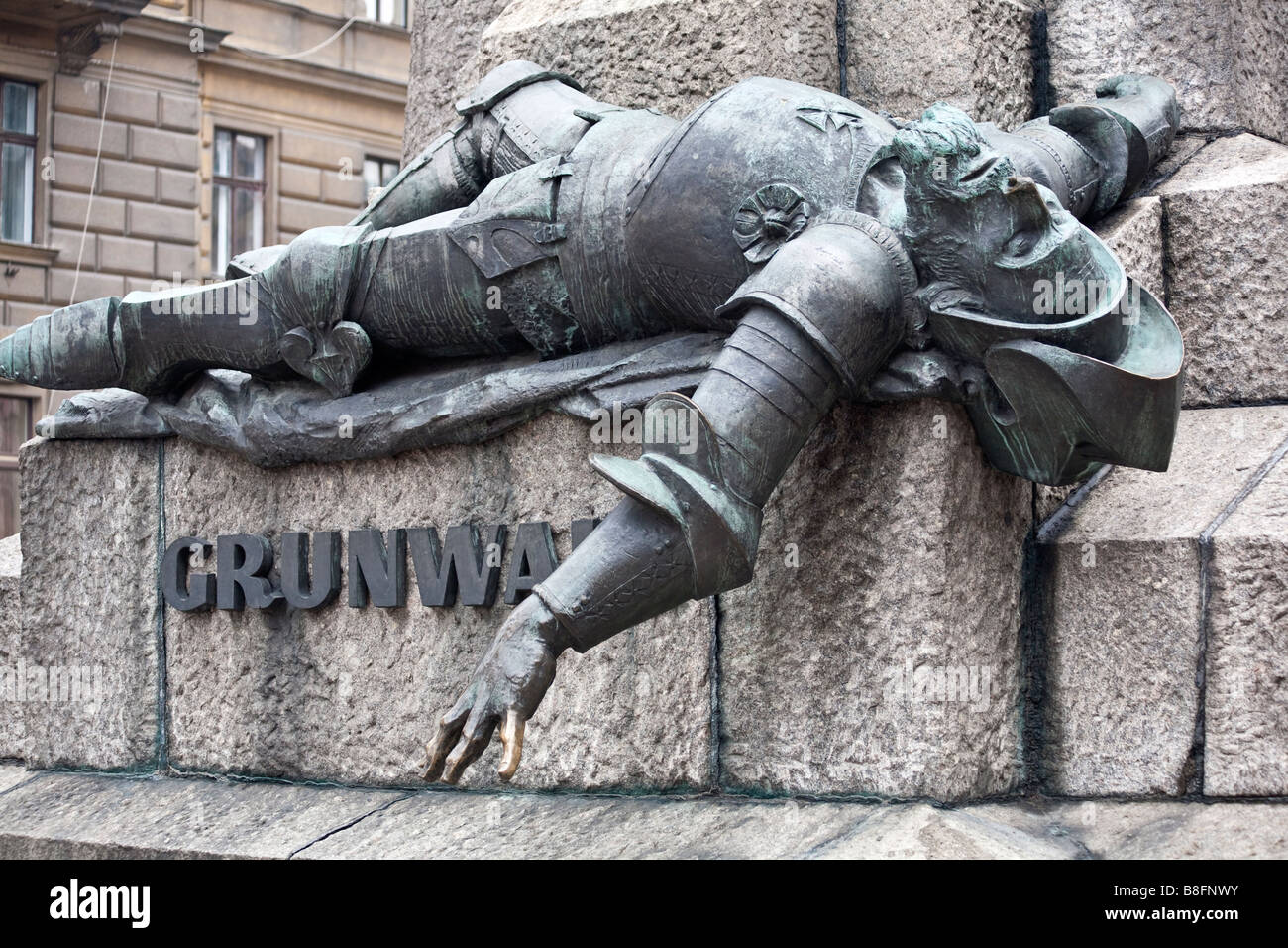 Basis des Grunwald-Denkmal der gefallenen Ulrich von Jungingen zeigen. Krakau, Polen Stockfoto