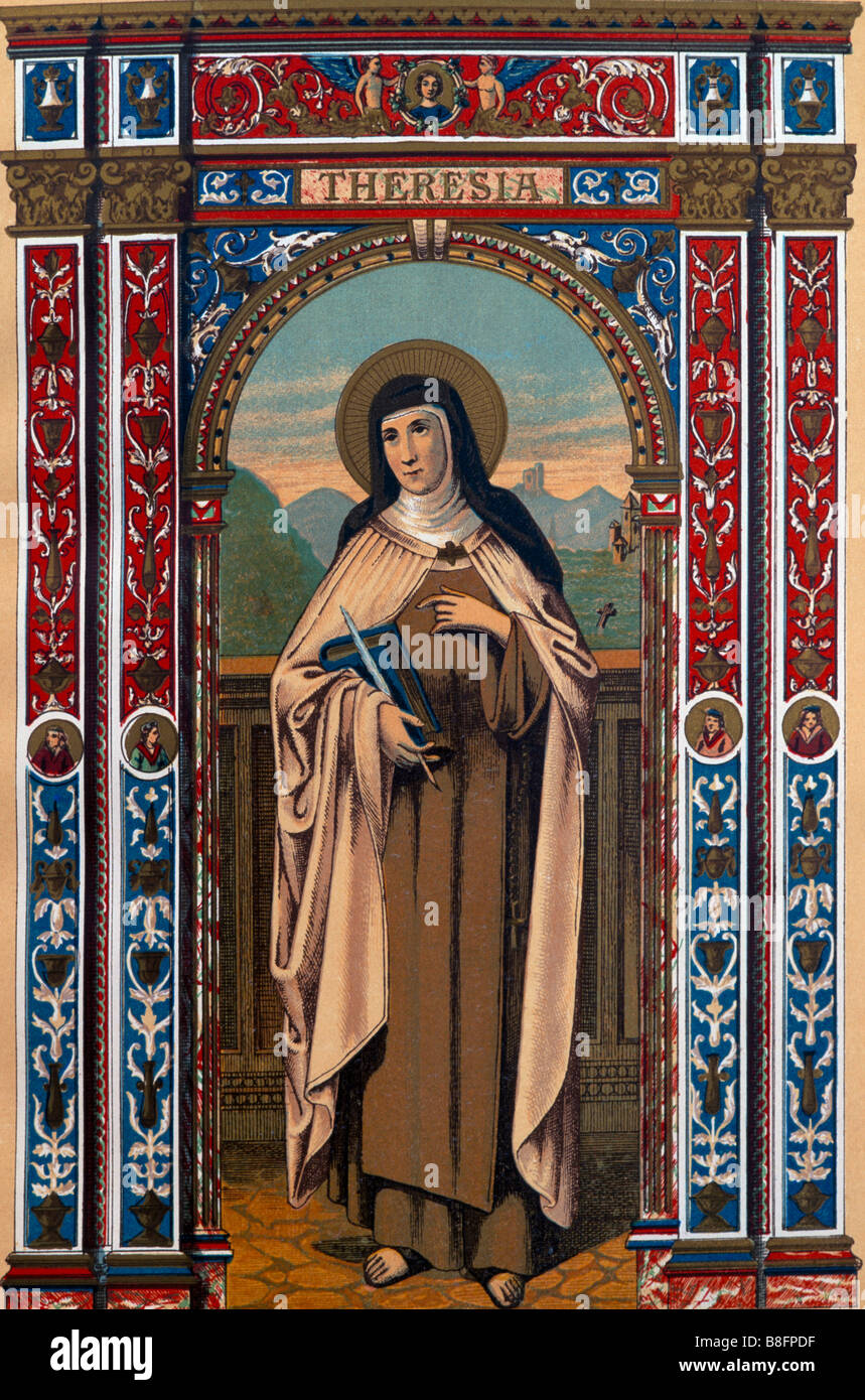 Die heilige Teresa von Avila, 1515-1582-Gründer der Unbeschuhten Karmeliten Schutzpatron Spaniens, Verlust der Eltern Kranken- und Laceworker Stockfoto