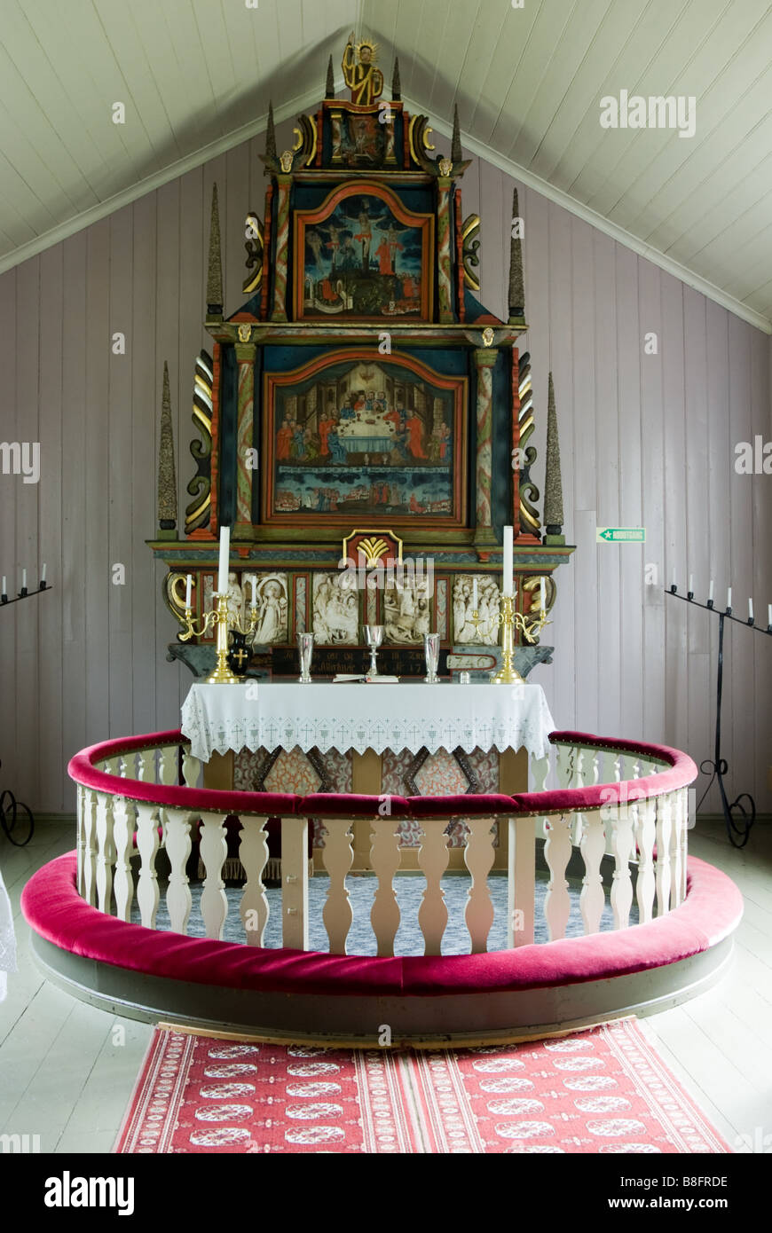 Alten Værøy Kirche, Værøy, Lofoten, Nordland, Norwegen, Skandinavien Stockfoto