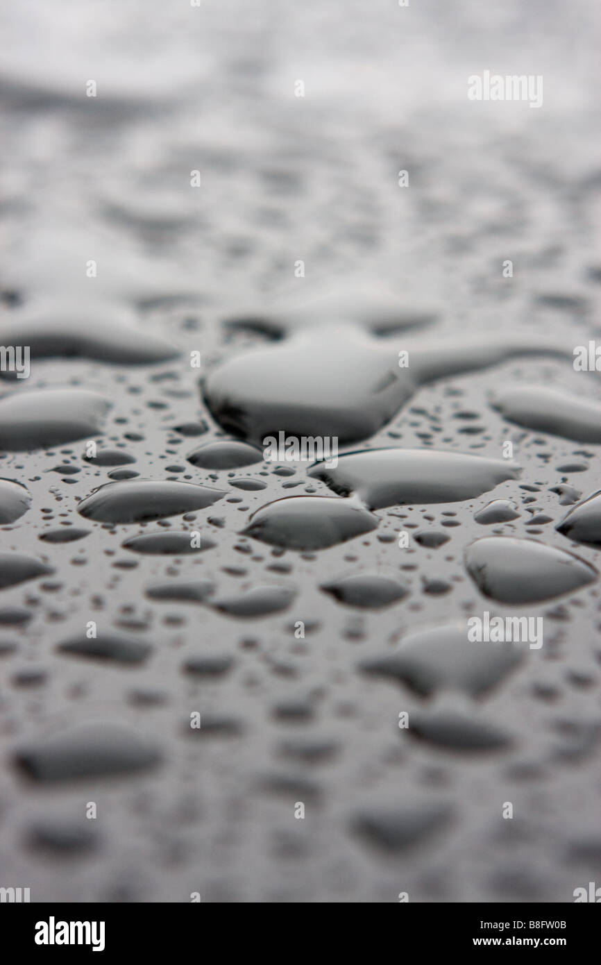 Wassertröpfchen bei Regen Sturm Stockfoto