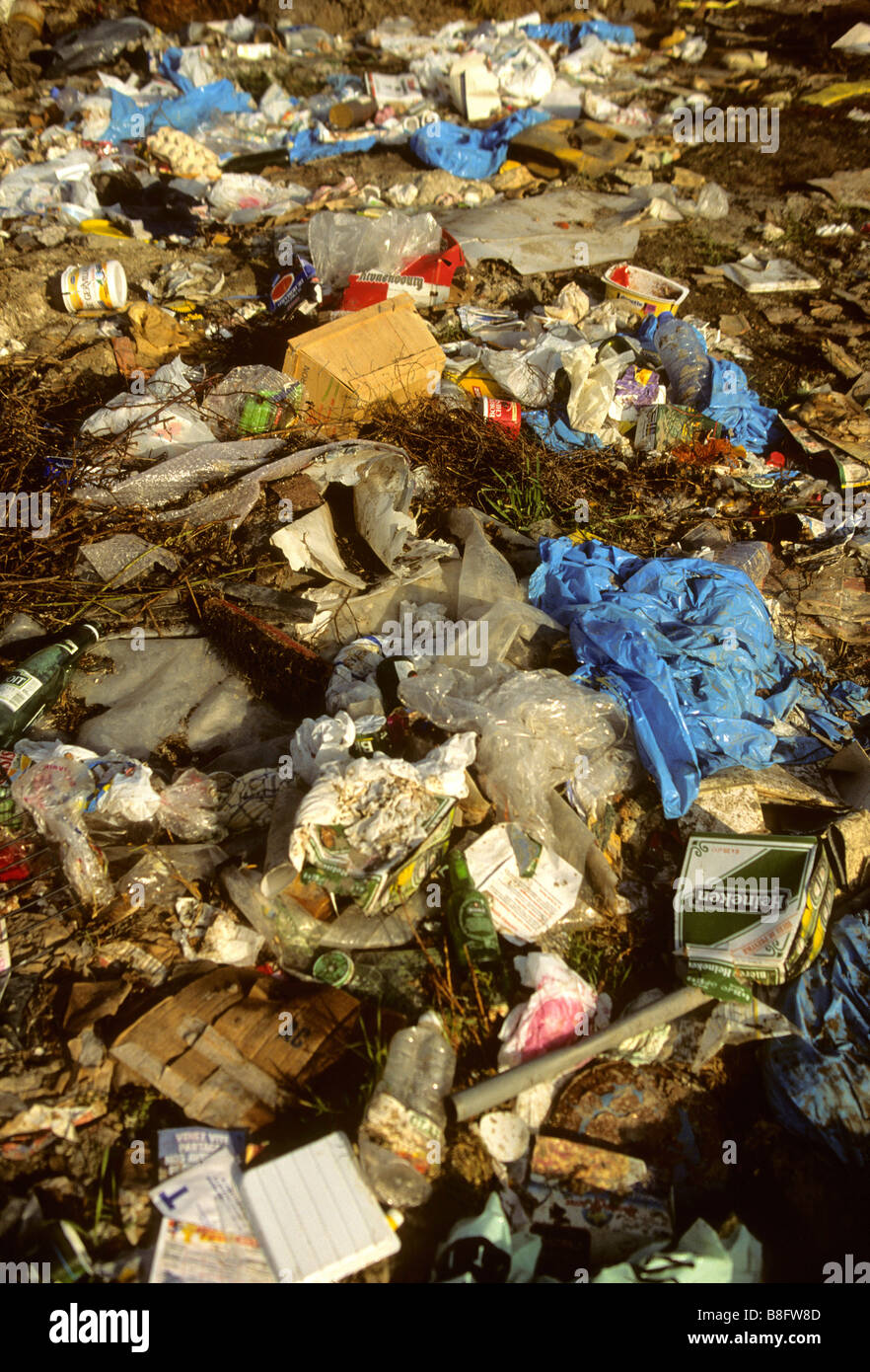 Abfälle in einer Deponie, Müllkippe Stockfoto