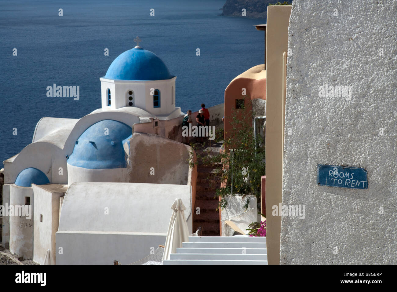 Zimmer zu vermieten Oia Santorini Cyclades Griechenland Stockfoto