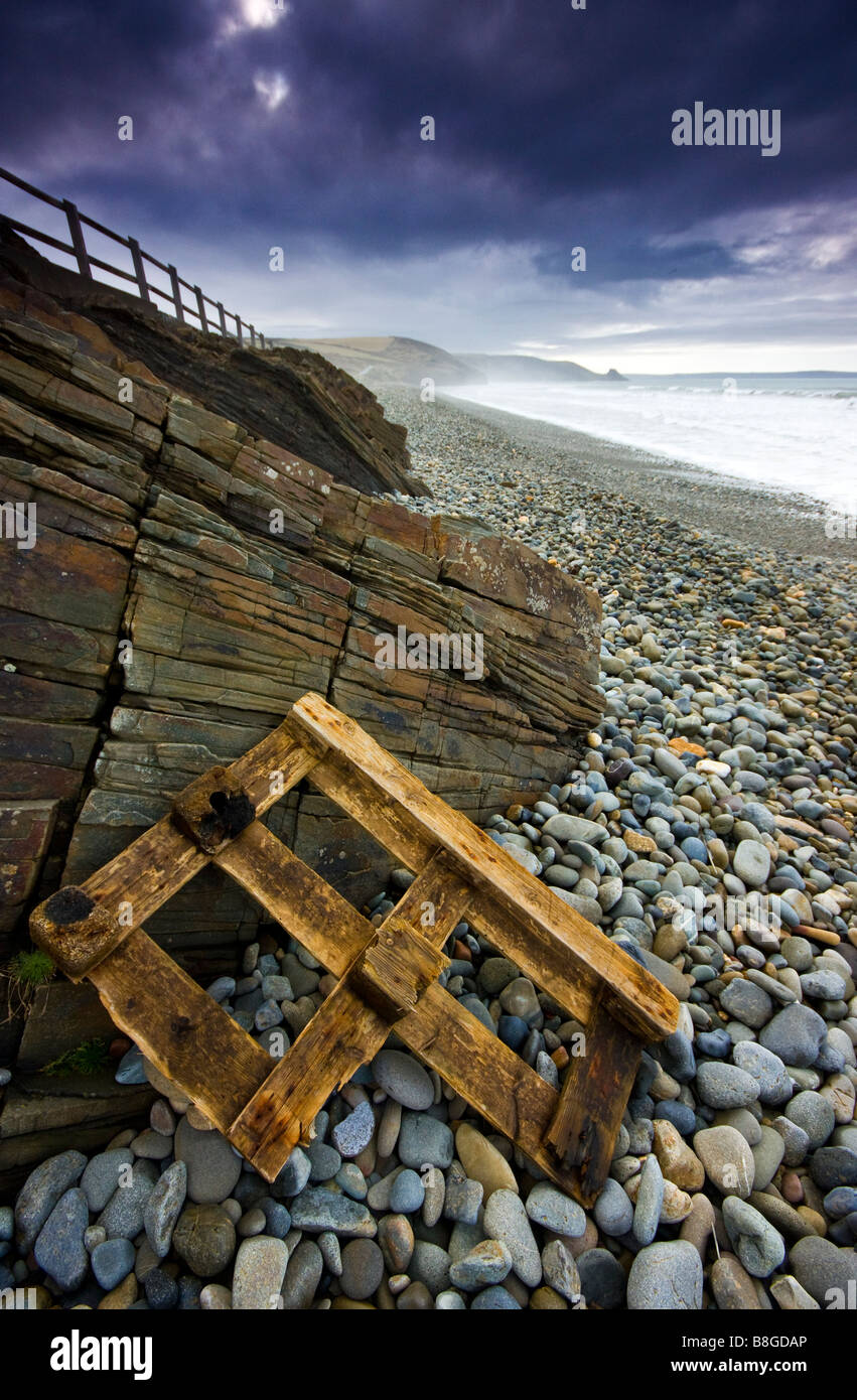 Angespült Palette Newgale Strand Pembrokeshire Wales UK Stockfoto