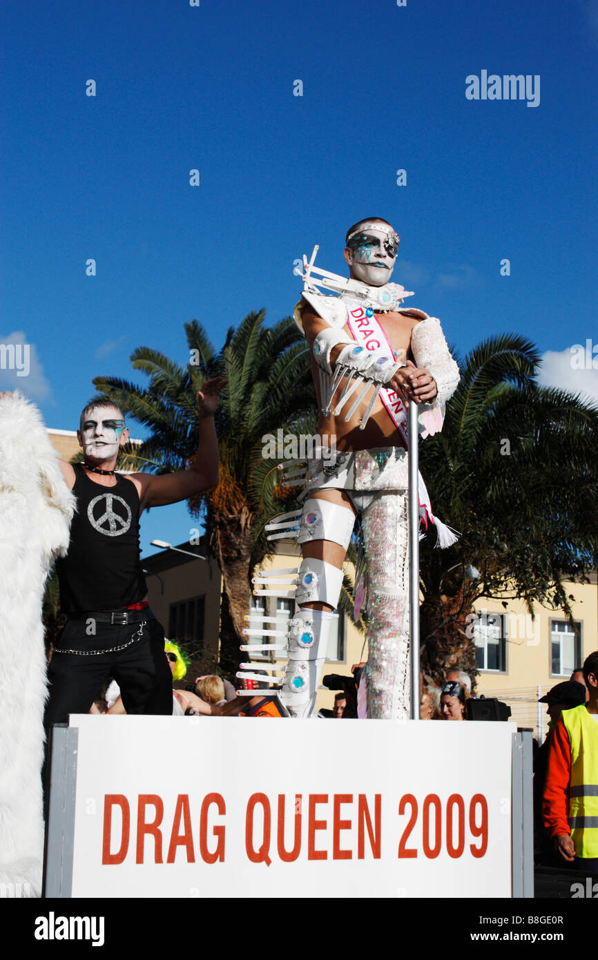 Gewinner des Drag-Queen-Wettbewerb am Karneval 2009 Las Palmas auf Gran Canaria Stockfoto